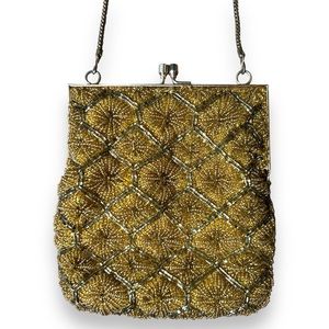 Vintage Gold Bead Embellished Purse